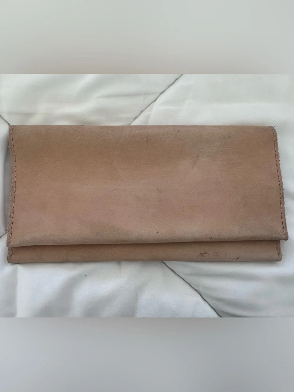 Light rose wallet real leather